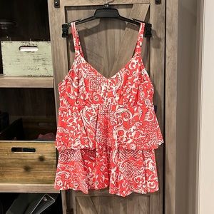 Shape Solver Separates Coral/Orange Double Tier Underwire Tankini Top,Sz 10,NWT